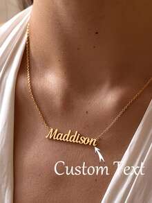 Customized Name Necklace Pendant, Stylish And Simple Personalized Handmade Cursive Letter Necklace, Stainless Steel Name Necklace, Mother's Day Jewelry, Valentine's Day Gift For Her, Exquisite Women's Necklace. - Multicolor - View 5