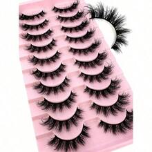LYBCG 10Pairs Of 3D Fluffy Artificial Mink Eyelashes Slim False Eyelashes Thick False Eyelashes Curling False Eyelashes 3D Natural False Eyelashes Suitable For Holiday Parties False Eyelashes Cat Eye Lashes For Cosplay Manga Various Occasions - 黑2 - 查看 2