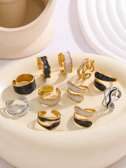 1pc Stainless Steel Leaf-Shaped Wrap Ring For Women, Minimalist Style, Non-Fading, Multiple Styles Available, Wedding Gift, Valentine's Day Gift, Daily Accessory