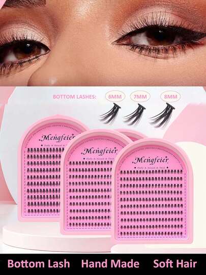 Racimos de pestañas inferiores | Racimos de pestañas de 6 mm, 7 mm, 8 mm y 0,07 mm con pestañas inferiores | Pestañas inferiores DIY, múltiples estilos, aspecto natural y ligero, fácil aplicación y larga duración