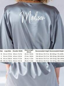 Customized Satin Bride Robe With Lace Trim, Customized Bride & Bridesmaid Wedding Robe, Personalized Satin Robe, Customized Bride Robe, Bridesmaid Prep Robe, Wedding Party Robe, Lace Trim Robe, Customized Name Robe, Bride Robe Gift, Bridal Party Gift, Silky Loungewear, Bride Party Matching Silky Loungewear Gift, Prep Robe - Multicolor - View 8
