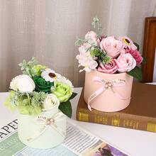 1pc Handmade Artificial Soap Flower Bouquet, Artificial Floral Art, Creative Cylindrical Display Stand Soap Rose, Mother's Day Gift - Multicolor - View 3