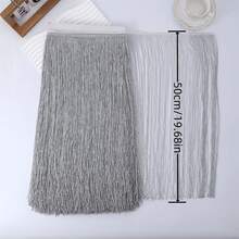 Dây tua rua bằng polyester 2 kích cỡ, thích hợp làm phụ kiện quần áo, trang trí khiêu vũ Latin, váy cưới, trang trí chụp đèn tự làm (Vàng, Bạc, rộng 19,6 inch) - nhiều màu - Xem 2