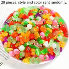 10/20/30 piezas Juego de cuentas de resina de frutas y verduras - Para manualidades DIY, joyería y decoración del hogar | Incluye tomate, pepino, pimiento picante, etc. - Multicolor - Ver 13