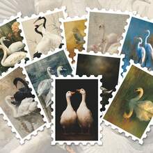 36pcs Elegant Waterfowl Illustration Art Stickers Pack | Dynamic Vinyl Decals With Whimsical Swan & Crane Designs | For Laptop, Decor & Gift | For Art Fans & Atmospheric Vibe Enthusiasts - Rectangle - View 3