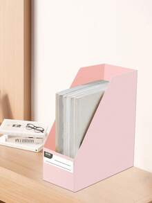 1pc Student Desktop Book Storage Box, Foldable Book/Document Organizer Tray - Multicolor - View 8