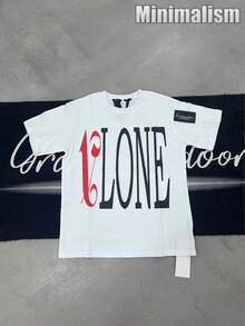 VLONEE "Palm AngelsS" Shirt,Stylish Design, Men's Graphic T-Shirt, Minimalist Design, Vintage Casual Style, Hip-Hop Style. Suitable For Outdoor Leisure Activities, Family Gatherings, And Dinners With Friends. - 白色 - 查看 2