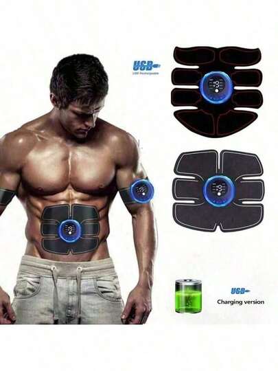 AXH. EMS Muscle Stimulator Abdominal Trainer, Buttocks Trainer, Fitness Massager, USB Rechargeable, Anti-Drop