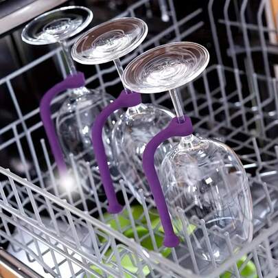 2/4pcs Adjustable Silicone Wine Glass Holder - Non-Slip Design, Dishwasher , Space-Saving Home Bar, Kitchen And Entertainment Accessory, Camping Supplies, Party Supplies, Friend Gatherings, Family Dinners