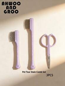 1 Set Pet Eye Cleansing Brush, Face Grooming Comb + Face Trimmer, Removes Tear Stains, Crusts And Mucus, Grooms Fur, Suitable For Small Cats And Dogs, Easy To Clean - Multicolor - View 14