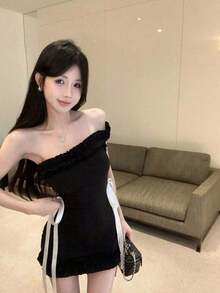 Women Short Dresses - Black - View 7