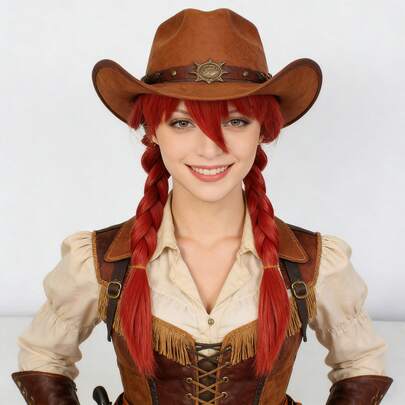 Red Long Double Braided Cosplay Wig With Thick Bangs, Bright Red Synthetic Hair Wig For Women, Pre-Styled Two Thick Braid Ponytails, Heat Resistant Fiber With Breathable & Comfortable Cap, Natural Fringe For Authentic Look, Perfect For Holiday, Party Costume, Comic Con, Game Cosplay Events, Photography & Daily Wear, Gift For Anime Fans, Gamers And Cosplayers