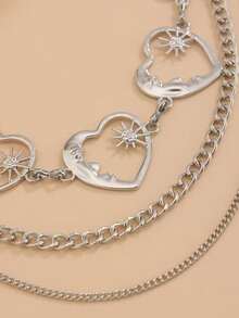 1件时尚性感向日葵腰链，独特笑脸吊坠身体链，百搭向日葵笑脸腰链身体饰品，适合女性日常、度假、派对佩戴 - 銀色 - 查看 4