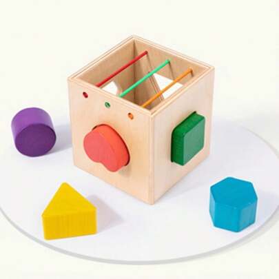 儿童认知形状配对玩具，触觉感知配对益智盒，早教木制形状识别拼图玩具