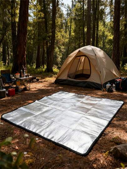 Outdoor Camping Mat, High-Quality Moisture- Aluminum Foil Camping Mat- Portable Folding Outdoor Blanket With Storage Bag, Ideal For Camping, Picnics, RV Accessories, Picnic Mats, Travel Enthusiasts' Top Choice