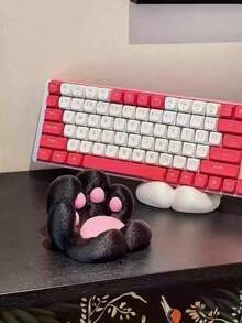 1个可爱猫咪元素不对称手机支架，萌萌的猫爪造型手机/平板电脑支架，舒适支架，家居装饰，观看节目的理想之选，春季生日周年纪念礼物 - 彩色 - 查看 3