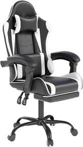 Gaming Chair With Headrest And Lumbar Support, Ergonomic High Back Office Chair, Racing Style Executive Computer Desk Chair, Leather Adjustable Swivel Task Chair For Home Office (White) - White - View 10