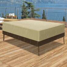 Rectangular Outdoor Furniture Set Cover Waterproof 190T Silver Coated Patio Sofa Table Chair Protector With Parasol Hole Drawstring Storage Bag For Garden Balcony - Beige+Coffee Color - View 2