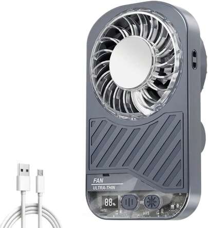 Black Portable Handheld Fan With Ice Cooling, Card-Style 199 Speeds Mini Personal Fan, 2000mAh Rechargeable, 5 Adjustable Speeds, For Travel Office Desktop Neckband (Black) : Home & Kitchen Birthday Gift Spring Travel