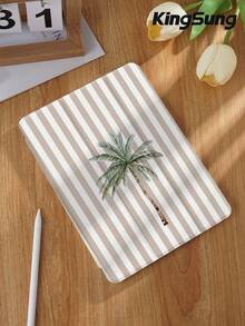 Kingsung Coconut Tree & Stripes Pattern Tablet Protective Case,Compatible With 9.7/10.2/10.5/10.9/12.9/Pro 11, 10th Gen,Compatible With Samsung Galaxy Tab S6 Lite 10.4 Inch,Compatible With Kindle Paperwhite 12th Gen 2024,Kindle 11th Gen 2022,Kobo Clara Colour,Soft Anti-Fall Protection,Smart Stand/Automatic Wake Up/Sleep - Multicolor - View 3