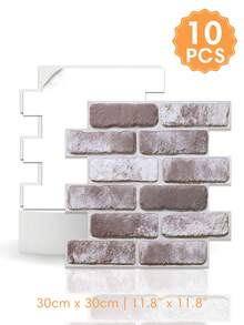 1/10/20 片仿砖自粘 PVC 墙板，装饰墙贴，11.8 英寸 x 11.8 英寸，小尺寸 3D 砖纹理墙贴，可裁剪，易于安装，适用于客厅、壁炉、房车等室内装饰。 - 牆貼 - 查看 10