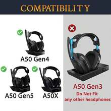 适用于 Astro A50X/A50 Gen4/A50 Gen5 耳机的冷却凝胶替换耳垫，采用冰丝面料 - 黑色 - 查看 3