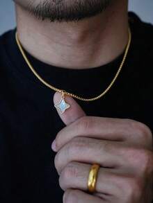 Jewelry Earrings Gold Rings Chicvue1pc 18K Gold Plated Stainless Steel Chain With Copper Plated Gold Star Pendant Necklace For Men, Simple & Versatile For Daily Wearst Patricks Day Women Gold Hoops - Bạc - Xem 2
