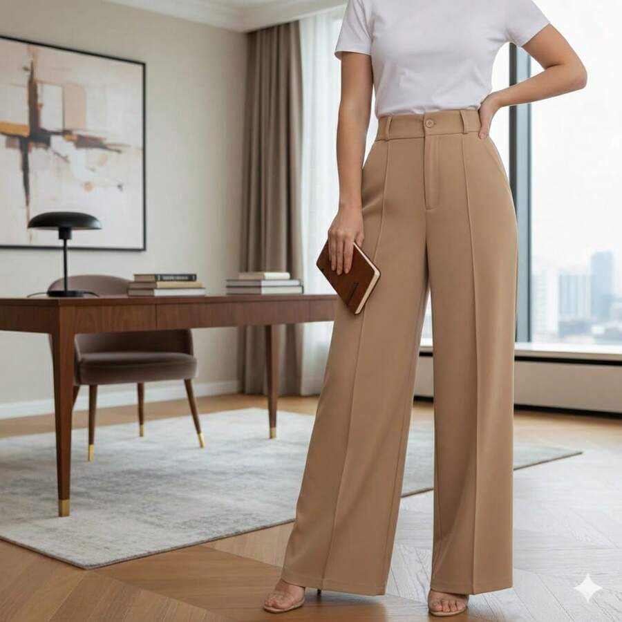 Women's Duna Wide-Leg Pants With Premium Fabric Lining. - 米色 - 查看 1