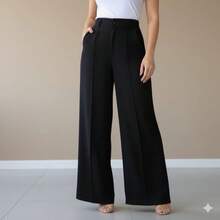 Women's Duna Wide-Leg Pants With Premium Fabric Lining. - Black - View 9
