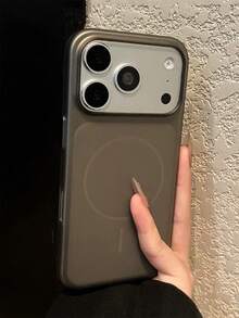 Luxury Ultra-Thin Matte Skin Feel Magnetic Wireless Charging Phone Case Compatible With IPhone 17 ProMax 17Pro 17 16ProMax 15Promax 14Pro Max 13 ProMax 16 15 14 Pro Simple Transparent PC Hard Back Cover Metal Key Protection Shell - Black - View 2