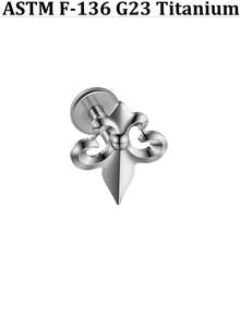 1PC Punk G23 Impant Titanium Ox Horn/Boat Anchor Labret Lip Nose Stud Internal Threaded Cross Sword Flat Back Earrings16G Conch Helix Tragus Piercing Jewelry Silver Color &18k Golden Plated In Daily Life - As Shown - View 13