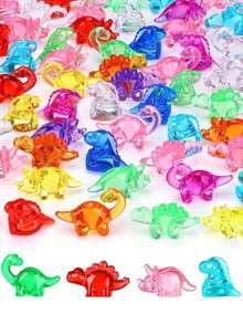 50个迷你恐龙模型，多色亚克力恐龙，迷你树脂动物雕塑，适合隐藏式装饰，散装塑料恐龙派对礼品，桌面装饰水晶，花瓶填充物，水下游泳石，游泳和潜水礼物，生日和泳池派对礼品，适合仙女花园花盆 - 彩色 - 查看 2