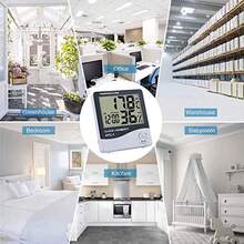 Termómetro higrómetro digital LCD, monitor de temperatura y humedad interior/exterior con reloj, adecuado para el hogar, dormitorio, mascotas, reptiles, plantas, invernadero, sótano (HTC-1) - Termómetro e higrómetro - Ver 11