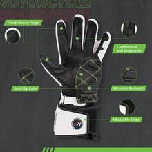 A Pair Of Long Motorcycle Gloves For Racing, Touchscreen Gloves, Winter Off-Road Protective Racing Gloves, Available In M, L, XL Sizes, In Black And White, Suitable For All Seasons - 白色 - 查看 4