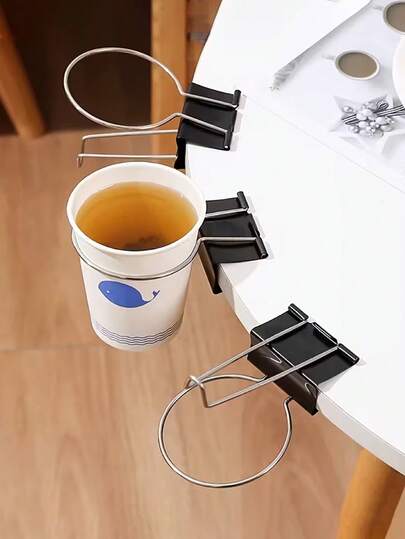 1pc/2pcs New Multifunctional Cup Holder Clip, Suitable For Office Desk, Can Be Used As Pen Holder And Storage Rack With Versatile Hooks