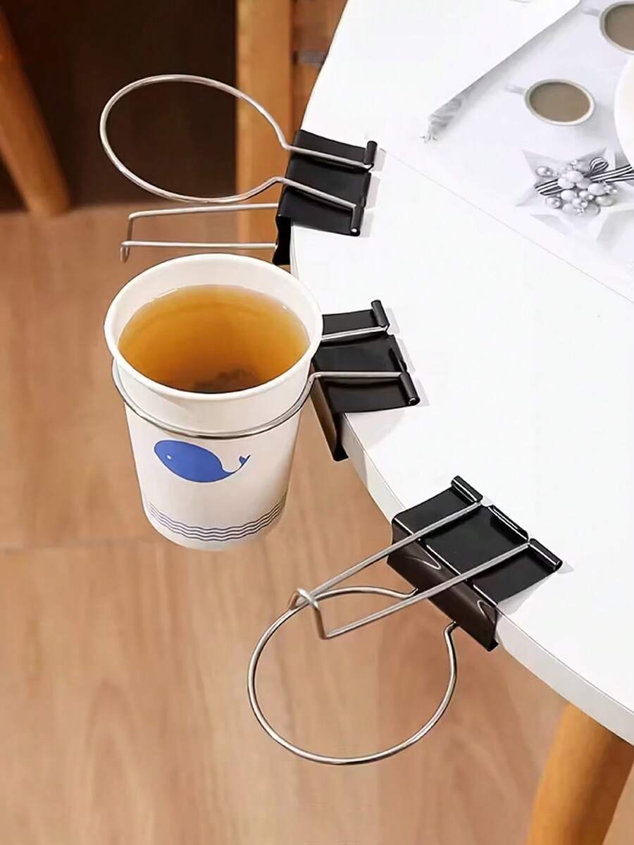 1pc/2pcs New Multifunctional Cup Holder Clip, Suitable For Office Desk, Can Be Used As Pen Holder And Storage Rack With Versatile Hooks - A - View 1