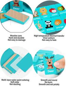 Barns pedagogiska fyra-i-ett-kopplings- och matchningsspel, domino, minnesschack, barns pedagogiska brädspel schacktänkande logikträningsleksaker - Multifärgad - Visa 12