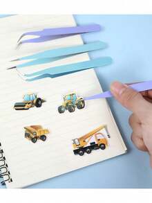 Joivida 2件套不锈钢镊子套装，直头和弯头镊子，适用于剪贴簿、贴纸、和纸胶带、多用途手工DIY、旧杂志、相册、学习用品、马卡龙手工工具、Cooka镊子，可用于贴纸、剪贴簿、睫毛、珠宝制作、模型制作 - 彩色 - 查看 10