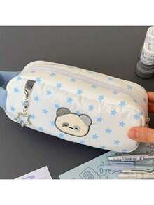 1pc Pink Cute Rabbit Design Large Capacity Stationery Bag, High-Quality Handheld Pencil Case, Essential Back To School Item For Girls - Pink - View 8