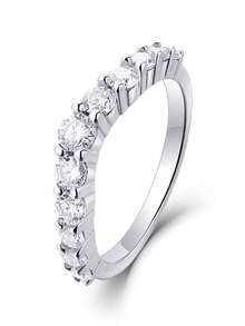 Anillo de Moissanita de plata de ley 925 para mujer, anillo de compromiso/boda hipoalergénico de alta gama, regalo para el Día de San Valentín/cumpleaños, empaquetado en caja de regalo resistente a la oxidación - Plateado - Ver 14