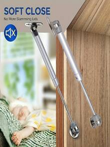 2 chiếc lò xo giảm chấn khí nén, thanh chống nắp hộp, bản lề giữ nắp hộp, thanh chống khí nén 10.6in/27cm dùng cho tủ, hộp dụng cụ, hộp đồ chơi, hộp có khớp cầu. - Hỗ trợ bạc - Xem 3