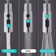 三合一防溅厨房浴室水龙头，360°旋转，三种出水模式，适用于厨房和淋浴间，银色和黑色可选。 - A - 查看 5