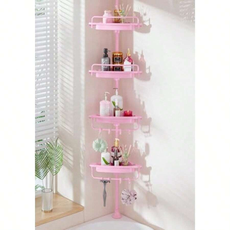 Organizador de Ducha Esquinero Rosa Robusto - Organizador Ajustable de 4 Niveles Acero Inoxidable Resistente a la Oxidación 81-309 Cm - ROSA - Ver 1