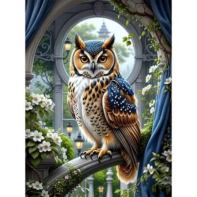 1pc [30*40cm/11.8*15.7in]5D Acrylic Diamond Painting Kit, Owl Pattern, Suitable For Adult Beginners DIY Mosaic Diamond Art, Full Drill Handmade DIY Diamond Painting, Suitable For Living Room, Bedroom, Office Wall Decor, Surprise Art Home Decor Gift For Family And Friends, Frameless
