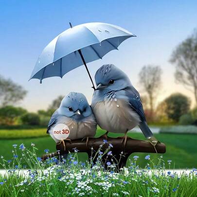 Gränsöverskridande konstnärlig stil blå fågelparaply trädgårdspåke, akryl utomhus trädgård gård gräsmatta dekor