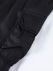 1 pièce Short décontracté ample avec poches pour garçons préadolescents, poches latérales, short cargo de sport, printemps/été/automne - Noir - Voir 7