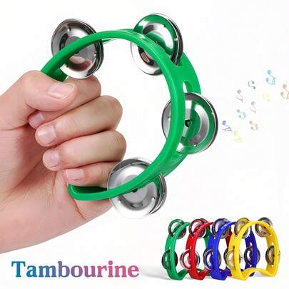 1 Stück buntes Handtrommel mit 4 Glocken, Kunststoff Schlaginstrument Handtrommel, Orff Handtrommel, Rhythmus Musikinstrument, tragbare Trommel, geeignet für Partys, Bühnenauftritte und Konzerte, langanhaltend und vielseitig, einsetzbar für Outdoor-Musikpartys, Bands, Kirchen, Klassenzimmer, Heimunterhaltung, KTV, Bars, Outdoor-Aktivitäten, Musikzimmer-Zubehör, Musikinstrument-Accessoires, Musikgeschenke, personalisierte Geschenke, Eid Al-Fitr, Eid Al-Adha, Feiertagstreffen