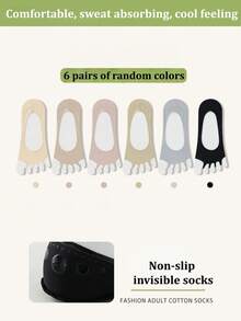 1/4/6 Pairs Ice Silk Toe Socks Spring Summer Low-Cut Invisible Anti-Slip Ultra-Thin Five-Finger Socks - Multicolor - View 27