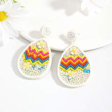 Pendientes hechos a mano con cuentas de estilo bohemio, lindos pendientes de conejo, zanahoria y huevo para Pascua y vacaciones de primavera - Multicolor - Ver 15