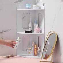 3-Tier Corner Storage Rack Student Desk Organizer Desktop Shelf Home Display Stand Multi-Functional Countertop Shelving For Dorm Office Study Space Saving - White - View 1